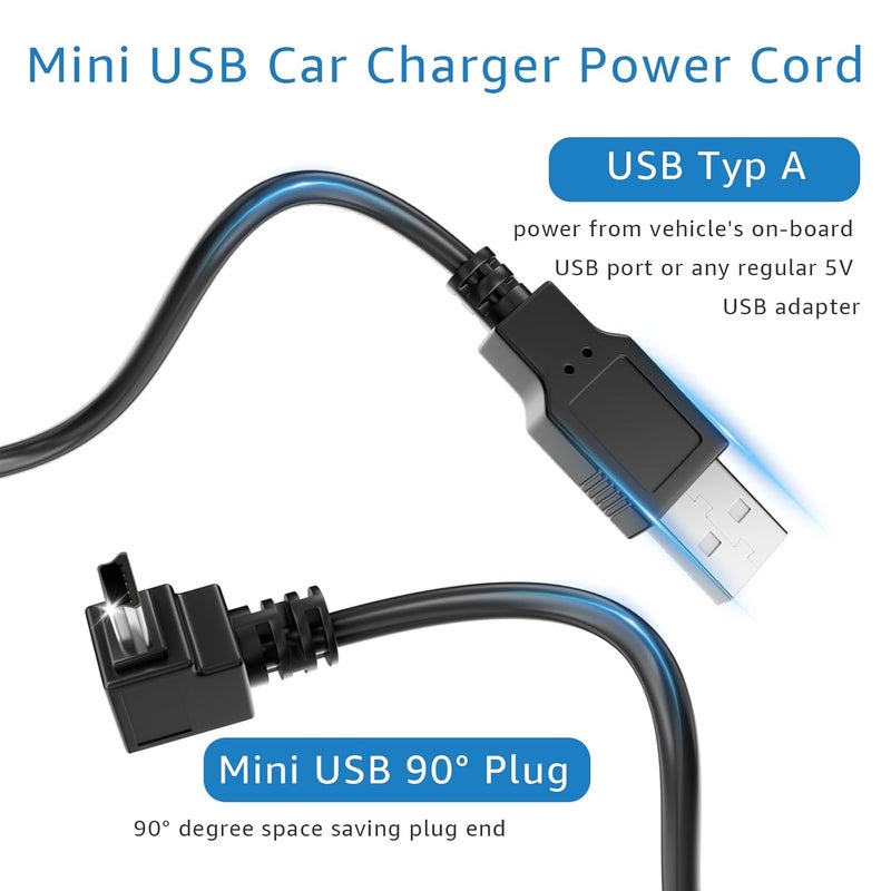 Hodeoo for Garmin GPS Charger Cable Mini USB - for Modles Nuvi,Drive,DriveSmart,DriveAssist,Dezl,GPS TA20 etc. 5.8FT - Image 3